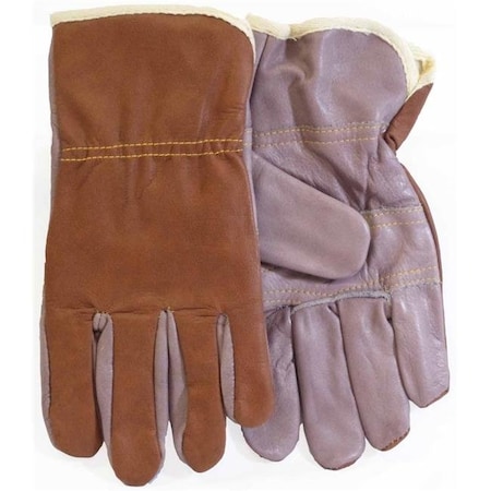 Hi-Tec Leather Mens Work Gloves with Palm; Cloth Lined Brown & Purple - Large HI1320331